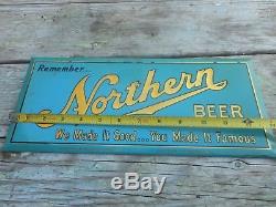 Vintage NORTHERN BEER Superior WI TIN on CARDBOARD TOC Advertising Brewery SIGN