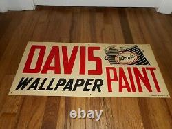 Vintage NOS DAVIS WALLPAPER PAINT Tin Advertising Sign w Graphic of Can
