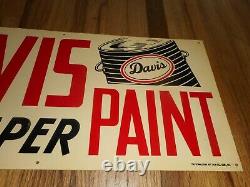 Vintage NOS DAVIS WALLPAPER PAINT Tin Advertising Sign w Graphic of Can