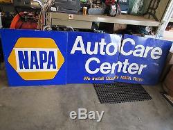 Vintage Napa Auto Care Center Tin Lithograph Sign 3 Piece 8.5 Ft Long 34'' Tll
