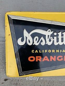 Vintage Nesbitts Advertising Sign California Orange Tin Embossed Sign