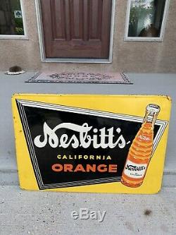 Vintage Nesbitts Advertising Sign California Orange Tin Embossed Sign