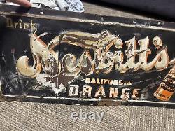 Vintage Nesbitts California Orange Soda Pop Metal Tin Tacker Not Porcelain Sign