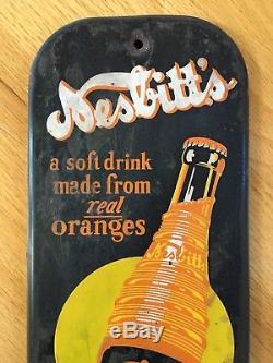 Vintage Nesbitts Orange Tin Soda Pop Advertising Thermometer Sign California