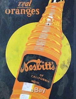 Vintage Nesbitts Orange Tin Soda Pop Advertising Thermometer Sign California