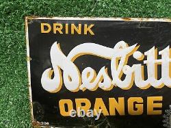 Vintage Nesbitts Sign Orange Drink Soda Cola Tin Metal 5 Cents Juice Ade Gas Oil
