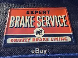 Vintage Non (Porcelain) Grizzly brakes Embossed Tin Sign. Oil And GasCollectibl