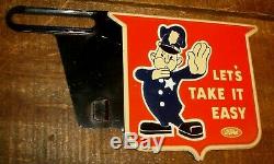 Vintage Nos Tin License Plate Topper Police Officer, Ford Sign