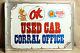 Vintage Ok Used Car Corral Office Double Sided Tin Flange Chevrolet Sign
