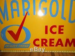 Vintage OLD ORIGINAL MARIGOLD ICE CREAM Advertising Dairy Tin Metal SIGN 2x3