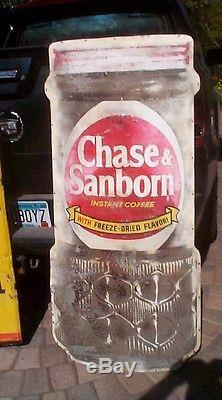 Vintage OLD large 57x27 Chase & Sanborn Dicut Coffee Tin Metal Can Sign