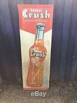 Vintage ORANGE CRUSH Carbonated Beverage Embossed Tin Sign