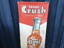 Vintage ORANGE CRUSH Carbonated Beverage Embossed Tin Sign