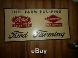 Vintage ORIGINAL 1950s FORD TRACTORS DEARBORN EQUIPMENT TIN ADVERTISING SIGN