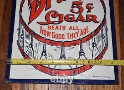 Vintage ORIGINAL Baxters Drum 5 Cent Cigar General Store Tin Advertising Sign