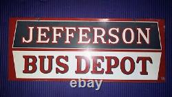 Vintage ORIGINAL JEFFERSON BUS DEPOT 2-Sided Tin Advertising SIGN