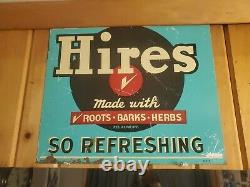 Vintage Old Advertising Hires Root Beer Tin Sign Store Soda Counter Display USA