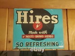 Vintage Old Advertising Hires Root Beer Tin Sign Store Soda Counter Display USA