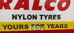 Vintage Old Advt Tin Enamel Porcelain Sign Board Ralco Nylon Tyres Automobile E4