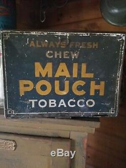 Vintage Old Antique mail pouch tobacco tin general store oil gas staion COMPLETE