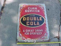 Vintage Old Drive-in Restaurant Gas Station DOUBLE-COLA CURB SERVICE Tin Sign