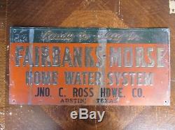 Vintage Old Fairbanks Morse Sign Home Water Systems from Austin Texas tin tacker