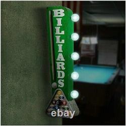 Vintage Old Fashioned Retro Billiards Pool Sign Double Sided LED Lighted Marquee