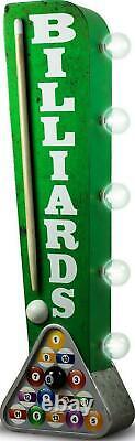 Vintage Old Fashioned Retro Billiards Pool Sign Double Sided LED Lighted Marquee