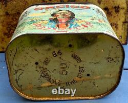 Vintage Old Orcico Cigar Tobacco Tin Can With Indian Graphic Sign Stogies