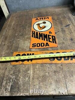 Vintage Old Original Arm & Hammer Soda Cow Brand Soda Metal Tin Tacker Signs USA