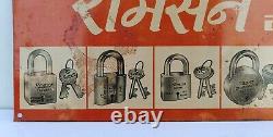 Vintage Old Rare Ramson Padlocks Advertise Lock Shop Display Litho Tin Signboard