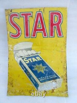 Vintage Old Rare Star Trade Mark Cigarettes Ad Litho Tin Sign Board London