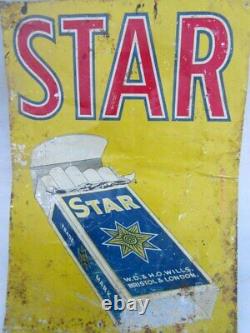 Vintage Old Rare Star Trade Mark Cigarettes Ad Litho Tin Sign Board London