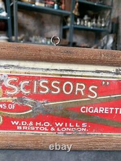 Vintage Old Scissors Cigarette Advertisement Tin Sign Board Framed London Made