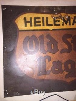 Vintage Old Style Beer Tin Advertising Sign 20x28 Brewery Heilemans La Crosse