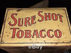 Vintage Old Sure Shot Tobacco Metal Tin sign General Store Display litho native