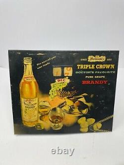 Vintage Old Tin Calender Brandy Advertisement Wall Decor NH5966