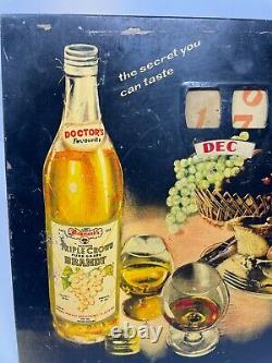 Vintage Old Tin Calender Brandy Advertisement Wall Decor NH5966