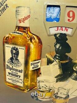Vintage Old Tin Calender Diplomat Whisky Advertisement Wall Decor NH5967