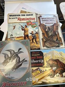 Vintage Olin Corp Winchester & Remington Tin Signs Lot Of 17