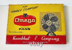 Vintage Omega Fans Kumbhat & Company Advertising Tin Sign Board Collectible S60