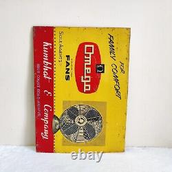 Vintage Omega Fans Kumbhat & Company Advertising Tin Sign Board Collectible S60