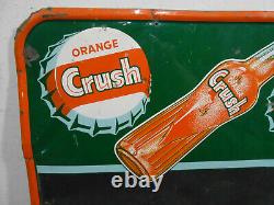 Vintage Orange Crush Cola 27 X 19 Soda Pop Bottle Cap Tin Menu Sign Rare