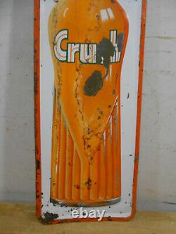 Vintage Orange Crush Cola 35 X 8 Soda Bottle Store Advertising Tin Sign Rare