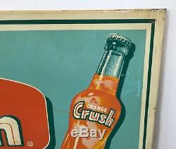 Vintage Orange Crush Drink Embossed Tin Chalkboard Menu Advertising Sign Nice