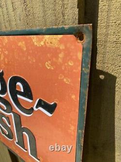 Vintage Orange Crush Sign Gas Oil Service Station Soda Beverage Tin Tacker RARE