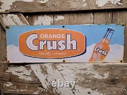 Vintage Orange Crush Sign Tin Tacker Soda Pop Drink Cola Beverage Coke Oil Gas