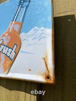 Vintage Orange Crush Soda General Store Advertising Gas Oil Tin Tacker RARE Sign