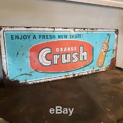 Vintage Orange Crush Soda Tin Sign Enjoy a fresh new taste