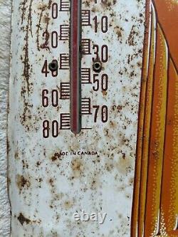 Vintage Orange Crush Tin Sign Advertising Thermometer